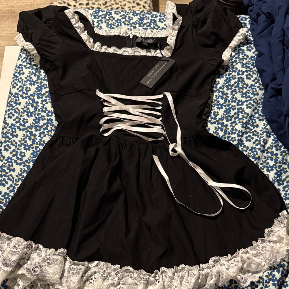 Adult’s Black and White Dress with Lace Details